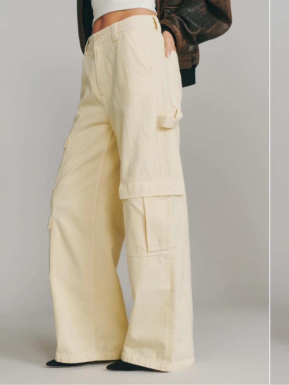 Reformation Landy Cargo Jeans - Buttercream